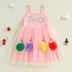 Ice Cream Dress Second Birthday Outfit Two Sweet Clothes Sweet Birthday Dress